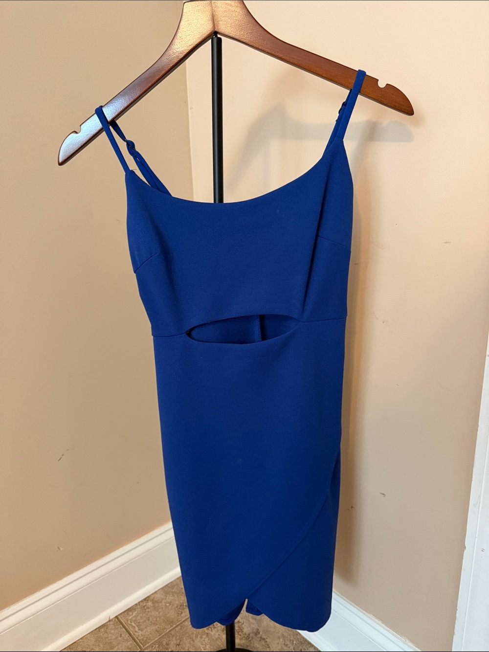 Morgan & Co. Cobalt Blue Spaghetti-Strap Midi Dress with Front Cutout